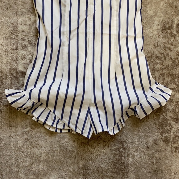 Pinstripe Ruffle Romper - Picture 3 of 5